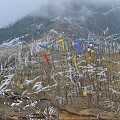 Au col de Chélé-la, à 4000 mètres d'altitude, une forêt de drapeaux flottent au vent, emportant les prières des pèlerins... chelele-la,bhoutan. 