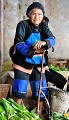 Vieille femme de la minorité ethnique Hani. hani,marche,yuanyang,yunnan,chine. 